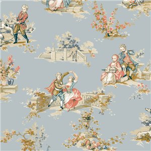 Tapete Toile de Jouy mehrfarbig klassischer stil - Casadeco Les Belles Toiles de Jouy 201737407