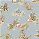 Tapete Toile de Jouy klassischer stil blau - Casadeco Les Belles Toiles de Jouy 201736515