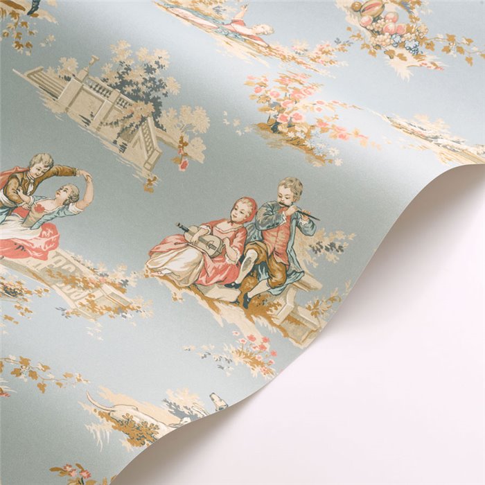 Papier peint Toile de Jouy style classique bleu - Casadeco Les Belles Toiles de Jouy 201736515