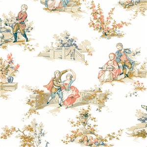 Tapete Toile de Jouy klassischer stil blau - Casadeco Les Belles Toiles de Jouy 201736515