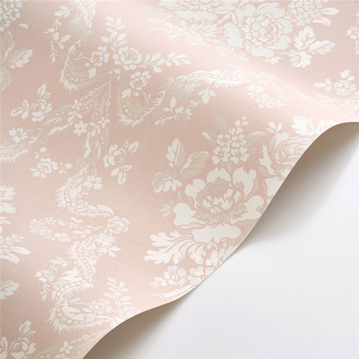 Papier peint baroque floral guirlandes rose - Casadeco Les Belles Toiles de Jouy 201744224