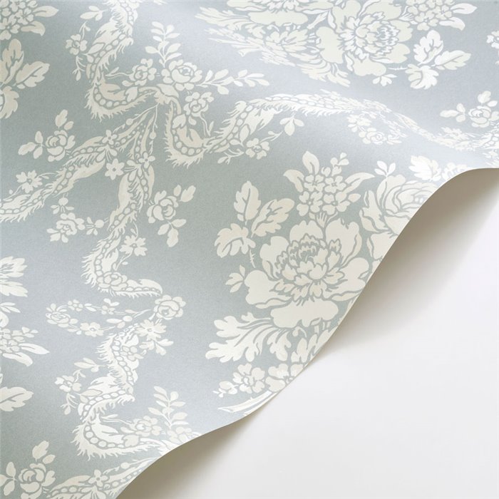 Papier peint baroque floral guirlandes bleu - Casadeco Les Belles Toiles de Jouy 201746336