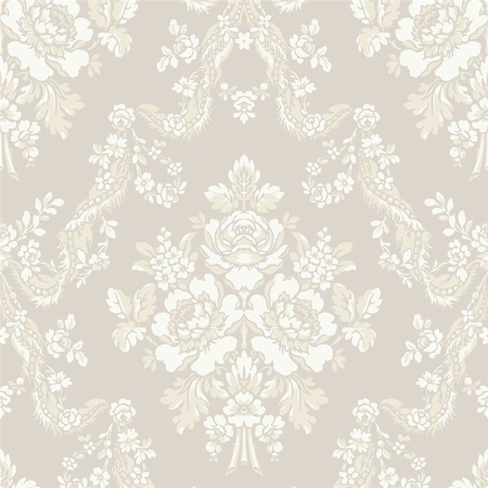 Baroque floral garland wallpaper in grey - Casadeco Les Belles Toiles de Jouy 201749292