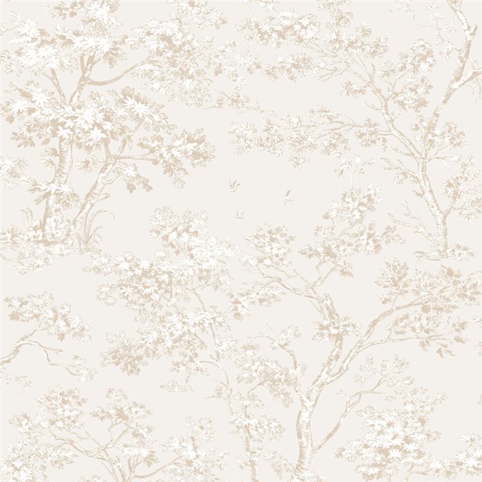 Scandinavian tree wallpaper in beige - Casadeco Les Belles Toiles de Jouy 81521101