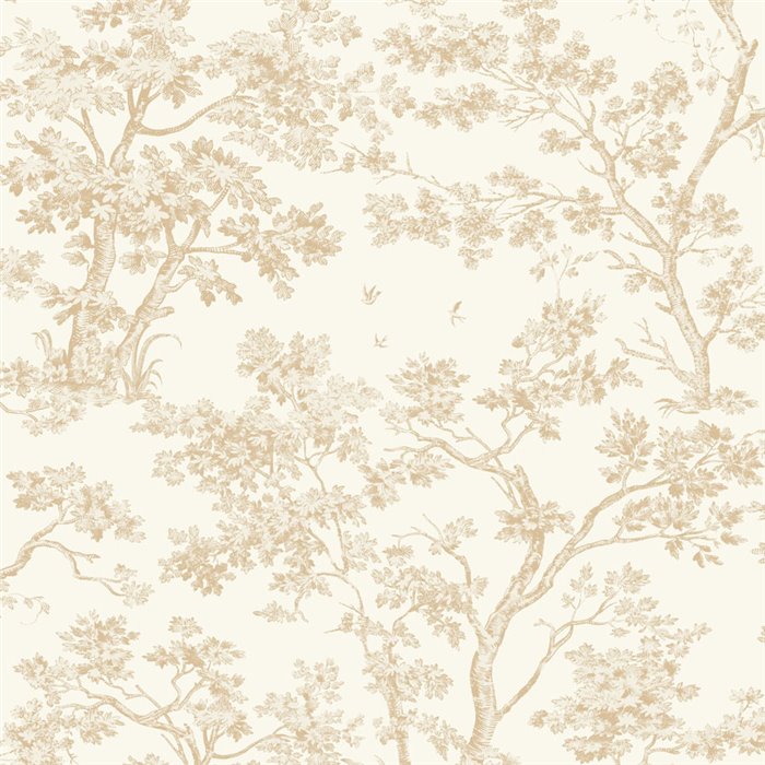 Scandinavian tree wallpaper in white beige - Casadeco Les Belles Toiles de Jouy 81521122