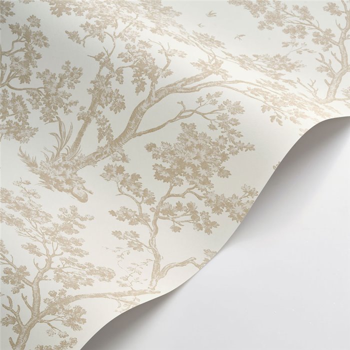 Tapete skandinavisch bäume weiß beige - Casadeco Les Belles Toiles de Jouy 81521122