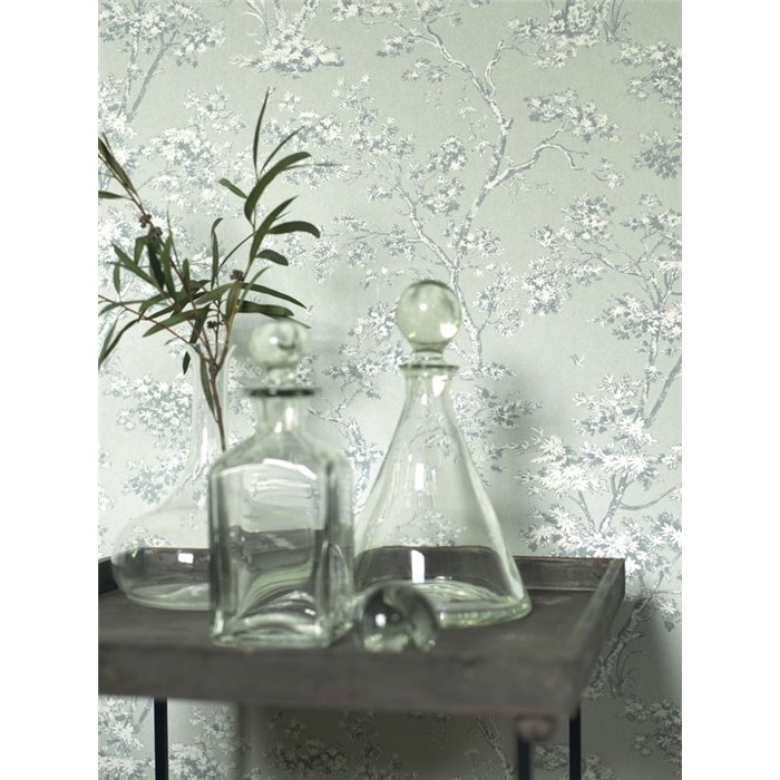 Papier peint scandinave arbres vert - Casadeco Les Belles Toiles de Jouy 81527103