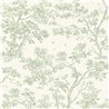 Papier peint scandinave arbres blanc vert - Casadeco Les Belles Toiles de Jouy 81527227