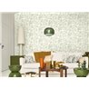 Scandinavian tree wallpaper in white green - Casadeco Les Belles Toiles de Jouy 81527227
