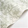 Scandinavian tree wallpaper in white green - Casadeco Les Belles Toiles de Jouy 81527227