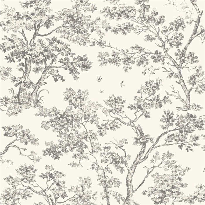 Papier peint scandinave arbres blanc noir - Casadeco Les Belles Toiles de Jouy 81529889