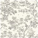 Scandinavian tree wallpaper in white black - Casadeco Les Belles Toiles de Jouy 81529889