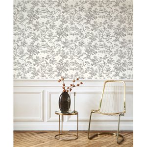 Papier peint scandinave arbres bleu beige - Casadeco Les Belles Toiles de Jouy 81526106 2