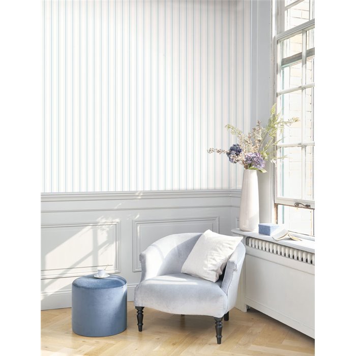 Tapete elegante streifen weiß blau - Casadeco Les Belles Toiles de Jouy 81576103