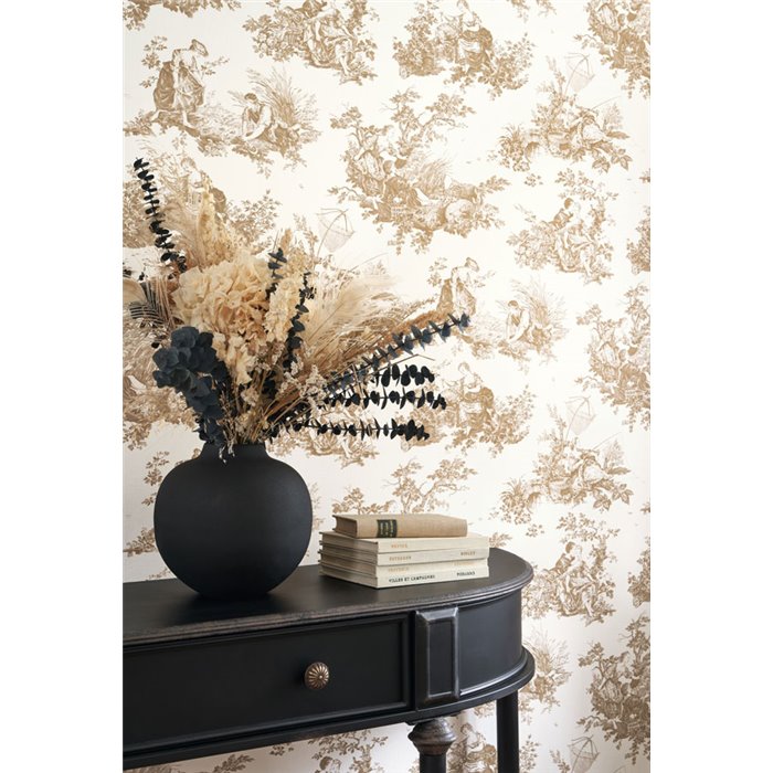 Papier peint Toile de Jouy pastoral revisité - Casadeco Les Belles Toiles de Jouy 87911318