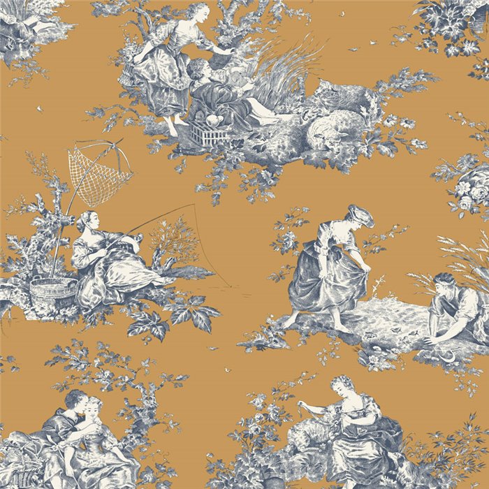 Papier peint Toile de Jouy moderne et coloré - Casadeco Les Belles Toiles de Jouy 87912606