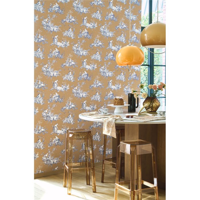 Toile de Jouy modern and colorful wallpaper - Casadeco Les Belles Toiles de Jouy 87912606