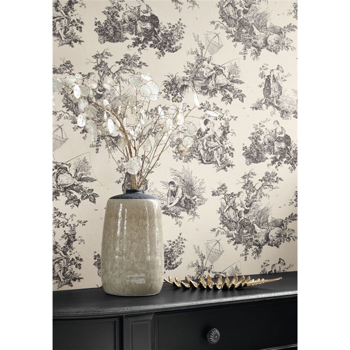 Papier peint Toile de Jouy classique revisité - Casadeco Les Belles Toiles de Jouy 87919612