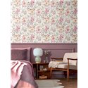Romantic watercolor floral wallpaper white pink - Metropolitan Living 2028790611