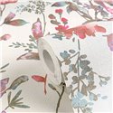 Papeldecor|Papier peint romantique fleurs aquarelle blanc rose|Papeldecor