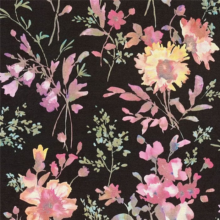 Romantische Aquarell-Blumentapete schwarz - Metropolitan Living 2028790612