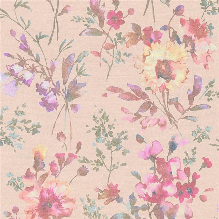 Romantic watercolor floral wallpaper pink - Metropolitan Living 2028790613