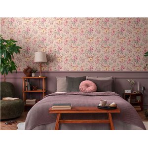 Papeldecor|Papier peint romantique fleurs aquarelle turquoise|Salón 2