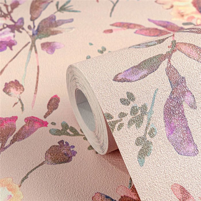 Romantische Aquarell-Blumentapete rosa - Metropolitan Living 2028790613