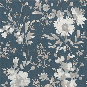 Papeldecor|Papier peint romantique fleurs aquarelle turquoise|Salón