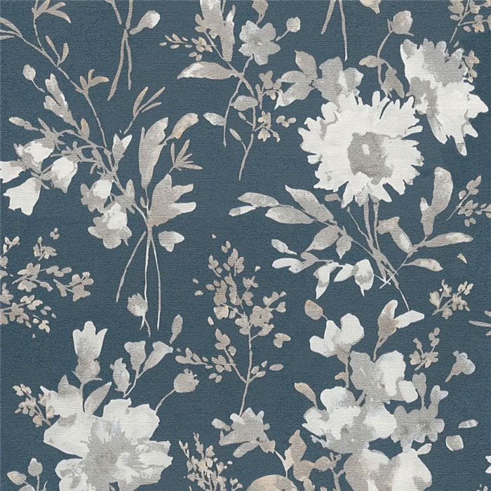 Papier peint romantique fleurs aquarelle bleu - Metropolitan Living 2028790615