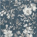 Romantic watercolor floral wallpaper blue - Metropolitan Living 2028790615