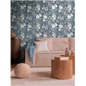 Papeldecor|Papier peint romantique fleurs aquarelle bleu|Salón
