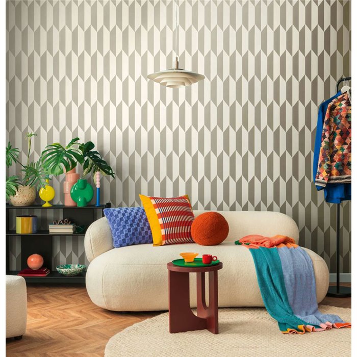 Modern geometric silver wallpaper - Metropolitan Living 2028790865