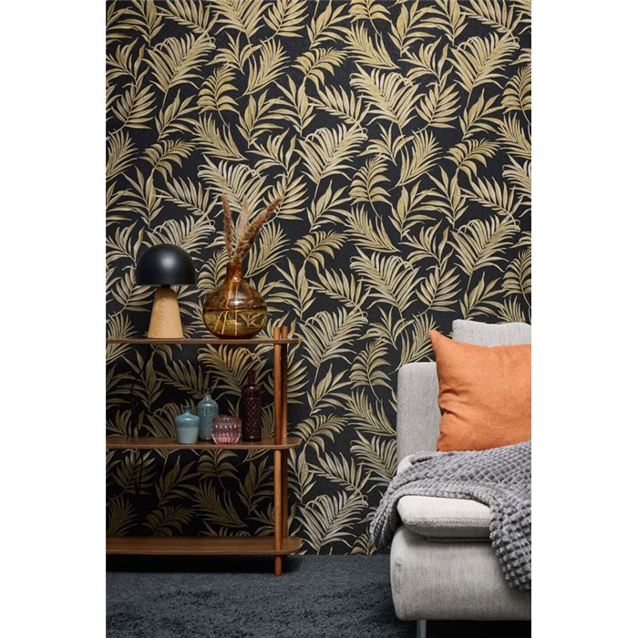 Papier peint moderne jungle noir doré - Metropolitan Living 2028791086