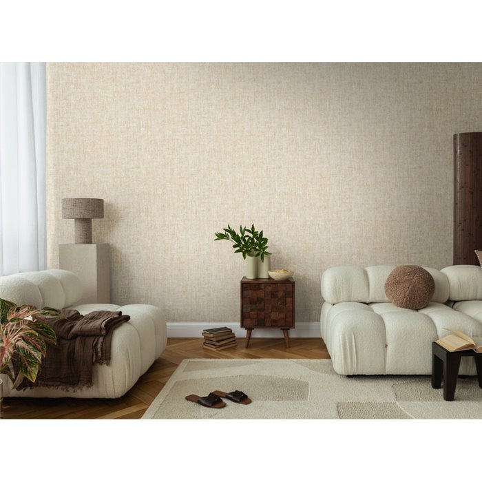 Papeldecor|Plain textured stucco wallpaper beige|Living Room