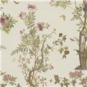 Papeldecor|Romantische Chinoiserie Blumentapete mit Vögeln beige creme|Wohnen