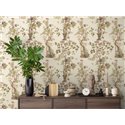 Papeldecor|Papier peint floral romantique chinoiserie avec oiseaux beige crème|Salón
