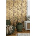 Papeldecor|Romantic chinoiserie floral wallpaper with birds green mustard|Commercial Premises