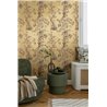 Papeldecor|Romantic chinoiserie floral wallpaper with birds green mustard|Commercial Premises