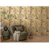 Papeldecor|Romantic chinoiserie floral wallpaper with birds green mustard|Commercial Premises