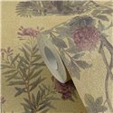 Papeldecor|Romantische Chinoiserie Blumentapete mit Vögeln grün senf|Gewerberäume