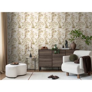 Papeldecor|Papier peint floral romantique chinoiserie avec oiseaux bleu|Locaux commerciaux 2