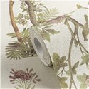 Papeldecor|Papier peint floral romantique chinoiserie avec oiseaux blanc|Salón