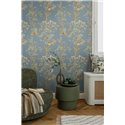 Papeldecor|Romantische Chinoiserie Blumentapete mit Vögeln blau|Gewerberäume