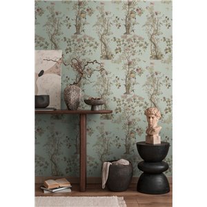 Papeldecor|Romantic chinoiserie floral wallpaper with birds blue|Commercial Premises 2