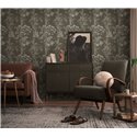 Papeldecor|Romantic chinoiserie floral wallpaper with birds black|Living Room