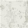 Papeldecor|Romantic chinoiserie floral wallpaper with birds grey|Hospitality