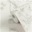 Papeldecor|Papel pintado floral romántico chinoiserie con pájaros gris|Hosteleria
