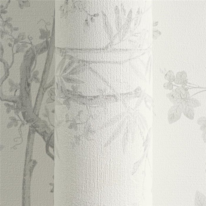 Papeldecor|Romantic chinoiserie floral wallpaper with birds grey|Hospitality