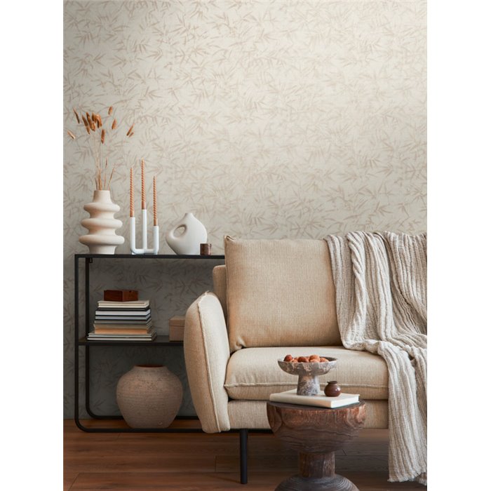 Papeldecor|Orientalische Tapete mit Bambusblättern beige|Wohnen